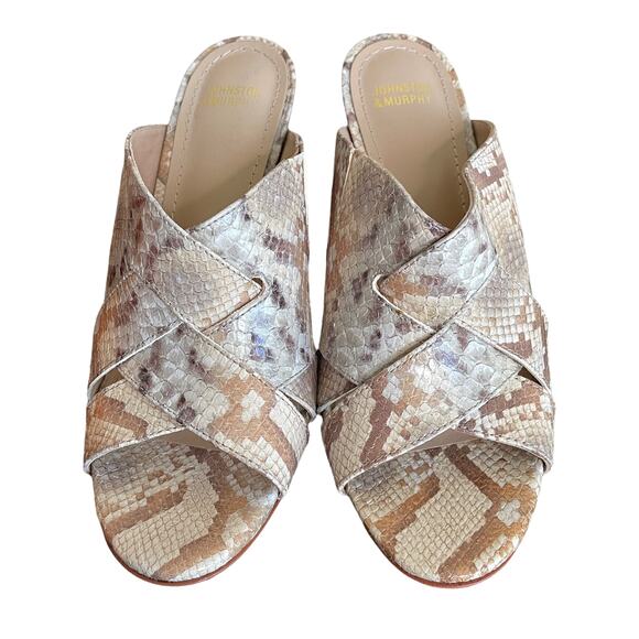 Johnston & Murphy Snakeskin Print Leather Slide Heel Sandals Shoes Size 7M - Picture 1 of 10